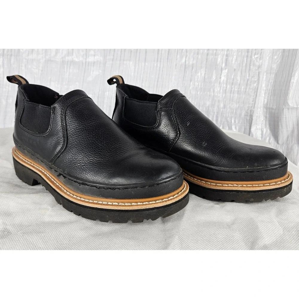 Chinook Workhorse Romeo Mens 8 Wide Slip-On Boots Black Leather Ultra Grip Shoes